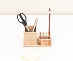 Wood Pencil Holder Organizer Desk Organization Storage Desk Wooden - thumbnail 1