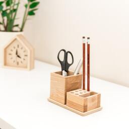 Wood Pencil Holder Organizer Desk Organization Storage Desk Wooden - thumbnail 3
