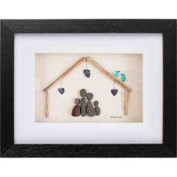 New Home - Pebble Art & Sea Glass Picture Framed Handmade House Warming Gift - thumbnail 3