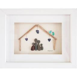 New Home - Pebble Art & Sea Glass Picture Framed Handmade House Warming Gift - thumbnail 2