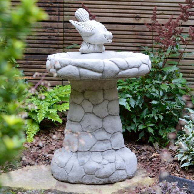 Hand Cast Stone Bird Bath - English Garden Decor - image 1