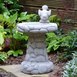 Hand Cast Stone Bird Bath - English Garden Decor - thumbnail 3