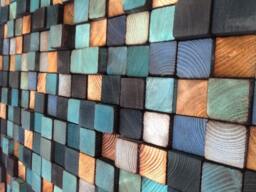 Rustic Reclaimed Pine Wood Wall Art - Turquoise Blue Sound Diffuser