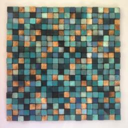 Rustic Reclaimed Pine Wood Wall Art - Turquoise Blue Sound Diffuser - thumbnail 3