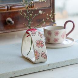 Ceramic Flower Vase - Pottery Vase, Ikebana Handmade Home Decor, Wabi Sabi Decor - thumbnail 1