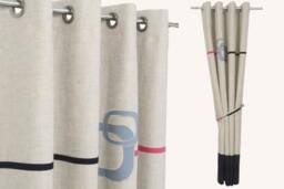 Linen Unique Curtains - Funky Modern Black Red Two Tone Living Room Bedroom Window Blackout Drapes. Custom Sizes & Stripe Colours