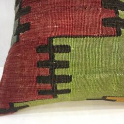 Vintage Kilim Pillow Cover, Bohemian Turkish Pillow, Handwoven Linen, 16x16 - thumbnail 3