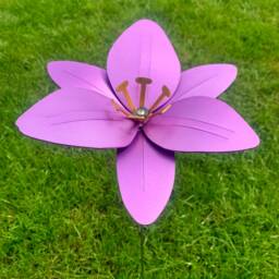 Lily Flower Stem - Light Purple, Anodised Aluminium, Garden Art Sculpture - thumbnail 3