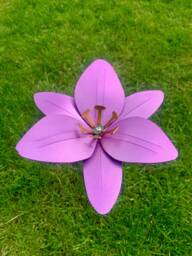 Lily Flower Stem - Light Purple, Anodised Aluminium, Garden Art Sculpture - thumbnail 1