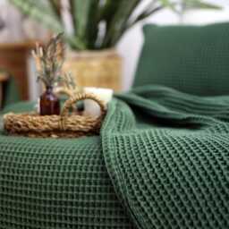 Lightweight Waffle Blanket, Ultra Soft Queen Or King Size Bedspread, Minimalist Bed Throw - thumbnail 4