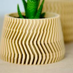Tapered Aztec Lightweight Planter - Aesthetic Cute Beige Plant Pot Minimalist Indoor Cactus Modern Original Gift For Lover - thumbnail 4