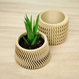 Tapered Aztec Lightweight Planter - Aesthetic Cute Beige Plant Pot Minimalist Indoor Cactus Modern Original Gift For Lover - thumbnail 3