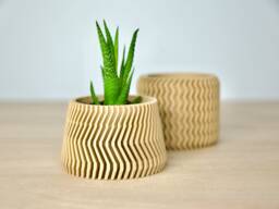 Tapered Aztec Lightweight Planter - Aesthetic Cute Beige Plant Pot Minimalist Indoor Cactus Modern Original Gift For Lover - thumbnail 1