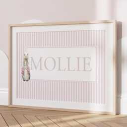 Personalised Peter Flopsy Rabbit Baby Boy Girl Bunny Print Unframed Gift New - thumbnail 3