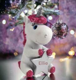 Personalised Cute Unicorn Christmas Tree Decoration With Name - Bauble Ornament - thumbnail 2