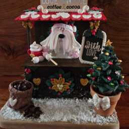 Handmade Old English Sheepdog Book Lover Polymer Clay Oes Figurine - thumbnail 3