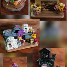 Handmade Old English Sheepdog Book Lover Polymer Clay Oes Figurine - thumbnail 4