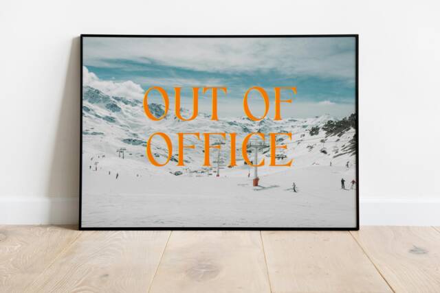 Out Of Office Print - Trendy Prints Retro Print Vintage Travel Skiing Winter A4 - image 1