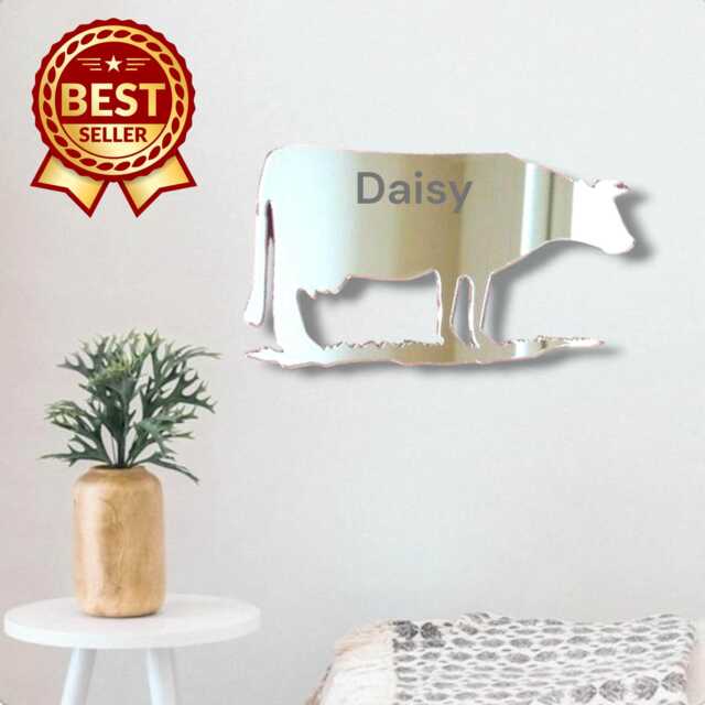 Cow Acrylic Mirror Wall Art Personalized Engraving Available - image 1