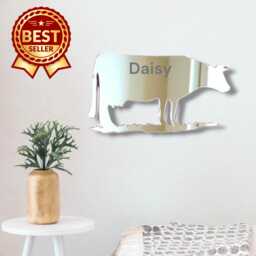 Cow Acrylic Mirror Wall Art Personalized Engraving Available