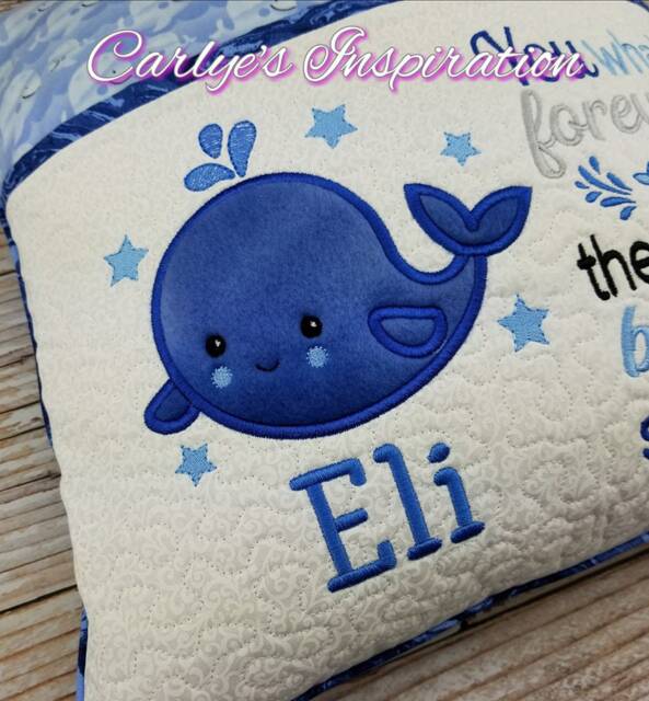 Whale Applique Designs - 5x7 Design Digital Design Only Sea Animal Embroidery Pillow Baby - image 1