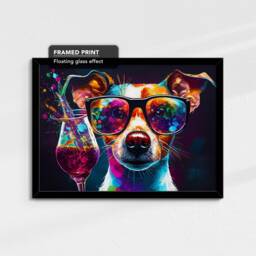 Jack Russell Toasting Drink Glasses Dog Pet Abstract Oil Painting Framed Poster Print & Canvas Wall Art Living Home Decor Gift - thumbnail 2