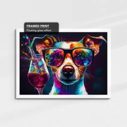 Jack Russell Toasting Drink Glasses Dog Pet Abstract Oil Painting Framed Poster Print & Canvas Wall Art Living Home Decor Gift - thumbnail 3