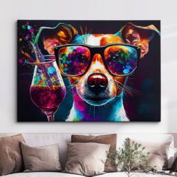 Jack Russell Toasting Drink Glasses Dog Pet Abstract Oil Painting Framed Poster Print & Canvas Wall Art Living Home Decor Gift - thumbnail 1