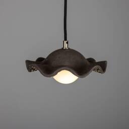 Rivale Pendant Light With Wavy Ceramic Shade Black Clay 8.25 Ip20 - thumbnail 3