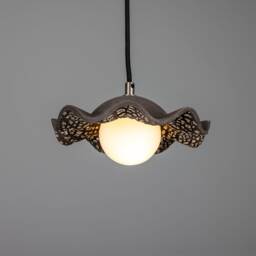Rivale Pendant Light With Wavy Ceramic Shade Black Clay 8.25 Ip20
