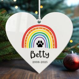 Personalised Dog Memorial Christmas Tree Decorations Pet Baubles Gifts Custom White Acrylic Hanging Xmas Bereavement - thumbnail 1