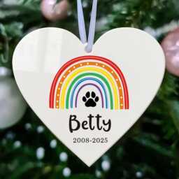 Personalised Dog Memorial Christmas Tree Decorations Pet Baubles Gifts Custom White Acrylic Hanging Xmas Bereavement - thumbnail 2