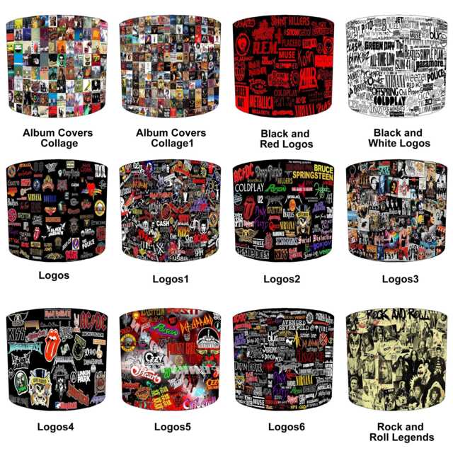 Heavy Rock Groups Bands Music Collage Drum Lampshades For Ceiling Pendant Light Shades Or Bedside, Table Lamp Shades - image 1