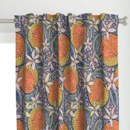 Tropical Fruit Curtain Panel - Folk Art Citrus Ethnic Nature Food Floral Custom African Oranges 24 By Helenpdesigns
