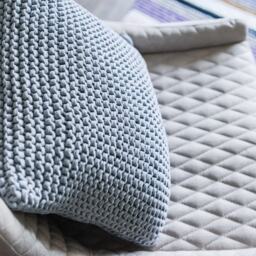 Knitted Gray Throw Pillow Cover Chunky Crochet Cushion Baby Couch Cushion Chair Sofa Daybed - thumbnail 2