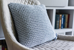 Knitted Gray Throw Pillow Cover Chunky Crochet Cushion Baby Couch Cushion Chair Sofa Daybed - thumbnail 1