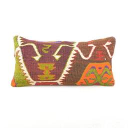 Kilim Lumbar Pillow 24x12 Inch , Kilim Cover, Home Decor, Decorative Throw - thumbnail 1