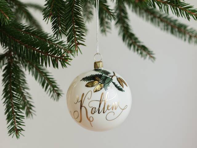 Gold Foil Personalized Glass Christmas Ornaments - image 1