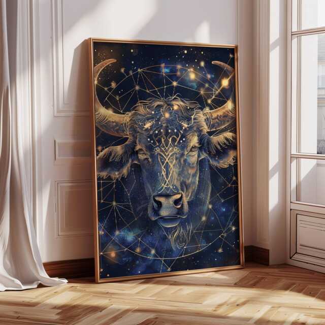 Taurus Zodiac Astrology Art Print - Earth Star Sign April Birthday May Birthday Poster Season - image 1