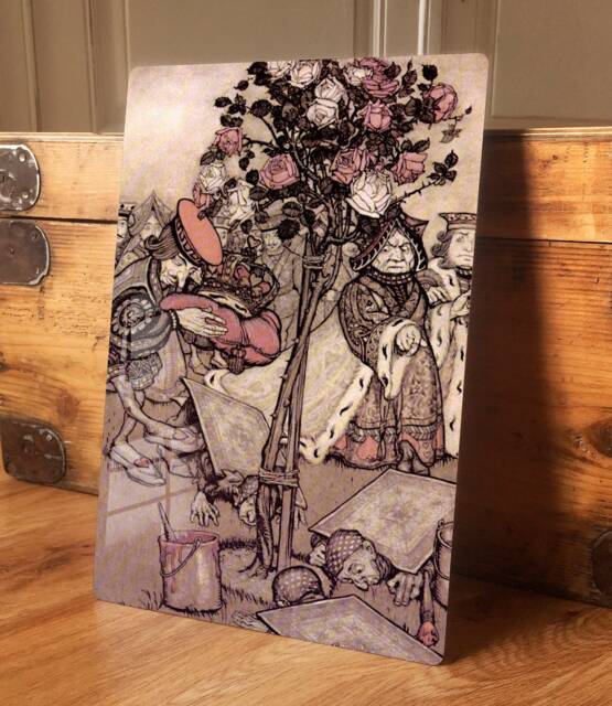 Home Wall Art Print Vintage Alice Wonderland Playing Cards Turn Them Over Metal Classic Illustration Plaque, 2 Sizes Available - image 1