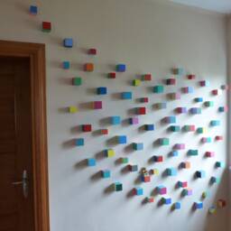 Modern Sculpture 3D Wood Wall Art. Hand-Painted Wooden Cubes With Vibrant & Bold Colors. You Can Choose The Number Of Blocks Sizes - thumbnail 3