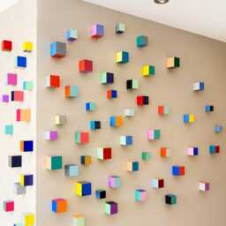 Modern Sculpture 3D Wood Wall Art. Hand-Painted Wooden Cubes With Vibrant & Bold Colors. You Can Choose The Number Of Blocks Sizes - thumbnail 4