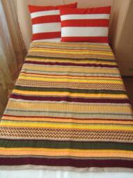 Hand Knitted Stripes Afghancolorful Knitting Blanket - thumbnail 1