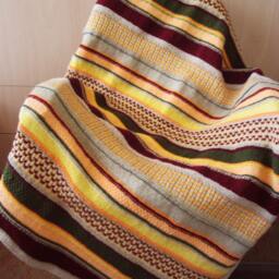 Hand Knitted Stripes Afghancolorful Knitting Blanket - thumbnail 2
