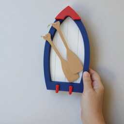 Handmade Nautical Boat Key Holder With Oar Decor Coastal Wall Rack - thumbnail 2