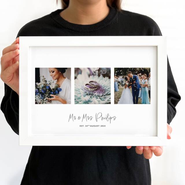 Custom Made 3 Photo Print. Framing Available. Wedding New Baby Holiday Home Personalised Wall Decor Keepsake Gift Handmade To Order - image 1