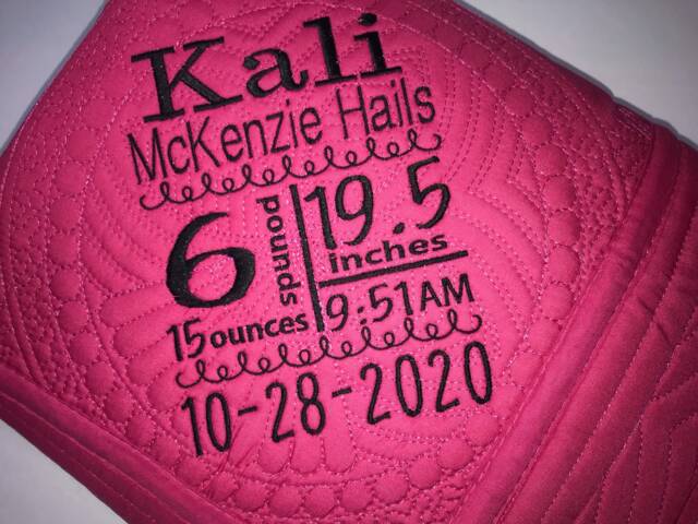 Personalized Baby Girl Quilt, Embroidered Birth Announcement Blanket, Keepsake Gift - image 1