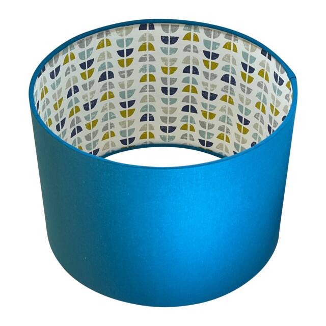 Blue Cotton Lampshade With Abstract Interior, Handmade Lampshades, Table Ceiling Lamp Shades, Shade - image 1