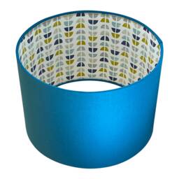 Blue Cotton Lampshade With Abstract Interior, Handmade Lampshades, Table Ceiling Lamp Shades, Shade