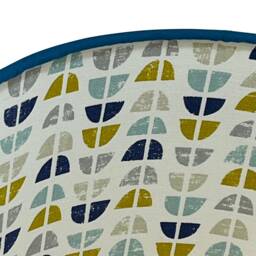 Blue Cotton Lampshade With Abstract Interior, Handmade Lampshades, Table Ceiling Lamp Shades, Shade - thumbnail 4